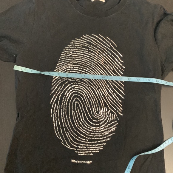 Black and metallic silver graphic long sleeve T-shirt size S - Picture 5 of 6